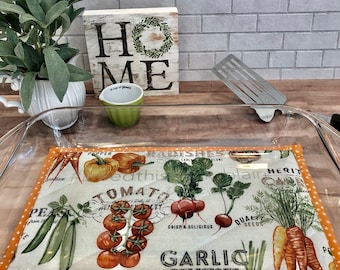 Cazuela grande de verduras de verano de 23 x 33 cm, bandeja para hornear galletas, agarradera, salvamanteles, Día de la Madre