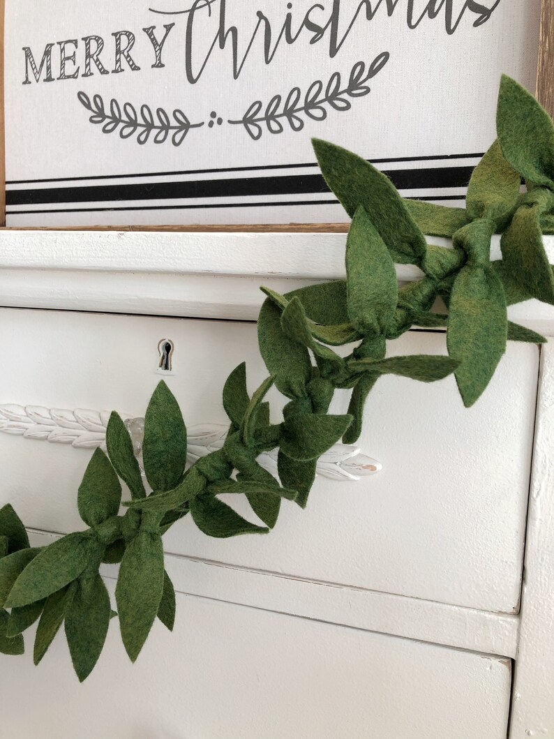 Felt Garland Wool Blend Greenery Christmas Garland Etsy
