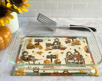Harvest Scarecrow Hot Pad: Autumn Kitchen Trivet (9" x 13") Under 15 dollars