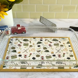 Large 9&quot; x 13&quot; Backpacking Experience, Hot Pad, Trivet, Casserole, Cookie Sheet, Tent, S&#39;mores, Hiking, Camping, Compass, Pot Holder