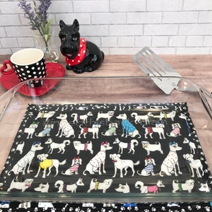 Large 9&quot; x 13&quot; Pampered Pets, Fancy Dogs Fabric, Casserole or Cookie Sheet, Hot Pad, Trivet