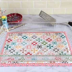 Large 9" x 13" Quilt Block Sampler, Hot Pad, Trivet, Casserole, Cookie Sheet, Under 15 Dollars, Sewing