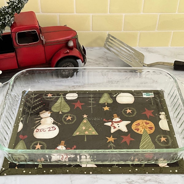 Large 9" x 13" Folk Art Frosty, Snowman, Hot Pad, Trivet, Pot Holder, Casserole, Cookie Sheet, Primitive, Under 15 Dollars, Christmas