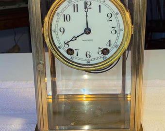 1910  Antique Seth Thomas Crystal Regulator Mantel Shelf Clock Working Correctly French Style Empire Design