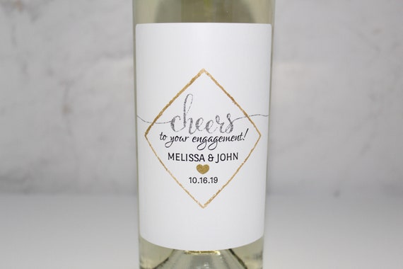 Engagement Wine Label - Custom Engagement Gift - Personalized Wedding Wine Label - Wine Sticker – Cheers to Your Engagement