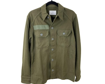 Vintage Mens Field Shirt Wool/Nylon Olive Green 108 Button-Up Military Design S