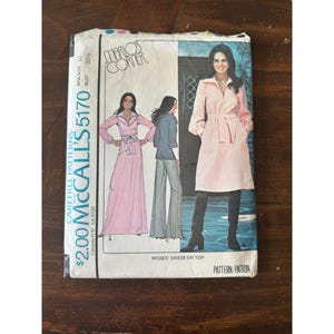 1970s McCalls 5170 Misses Kleid oder Top Schnittmuster Größe 10 Vintage Uncut, Vintage McCalls, mccalls, vintage Schnittmuster, Sammlerstück
