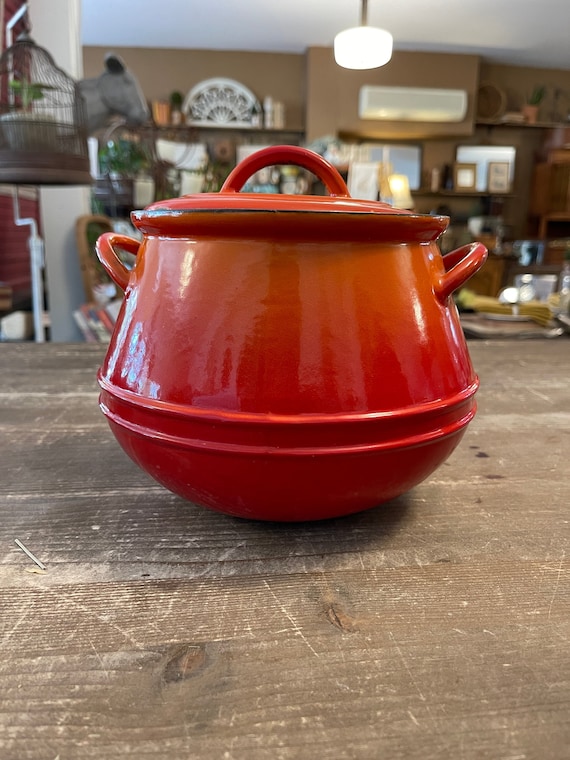 Vintage Descoware Enamel Cast Iron Bean Pot Vintage Bean Pot Etsy