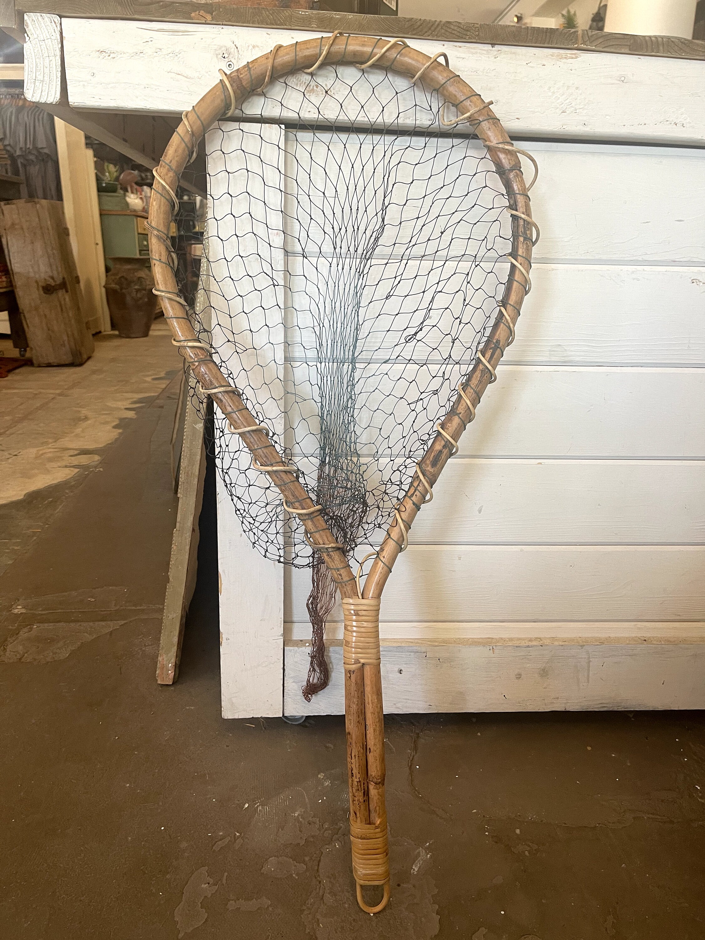 Vintage Bent Wood Fishing Net, Fishing Net, Vintage Fishing Net