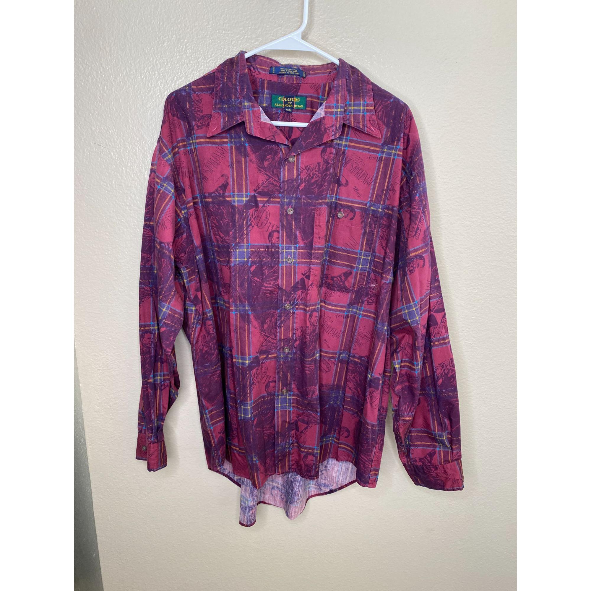 Chemise Homme Alexander Julian COLOURS - Manches Longues Vert à Carreaux Multicolore - Taille XXL