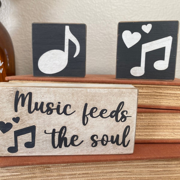 Music feed the soul wood block, home decor, music, music teacher, music notes, teacher gift, music gift, instructor gift, small wood sign