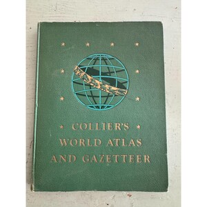 1943 Colliers World Atlas and Gazetteer Großes Hardcover Kaffeetischbuch