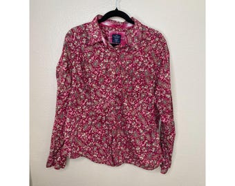 Vintage Faded Glory Womens Floral Button-Up Shirt, faded glory, vintage blouse, womens blouse, button up, vintage, 1990s, 2000s