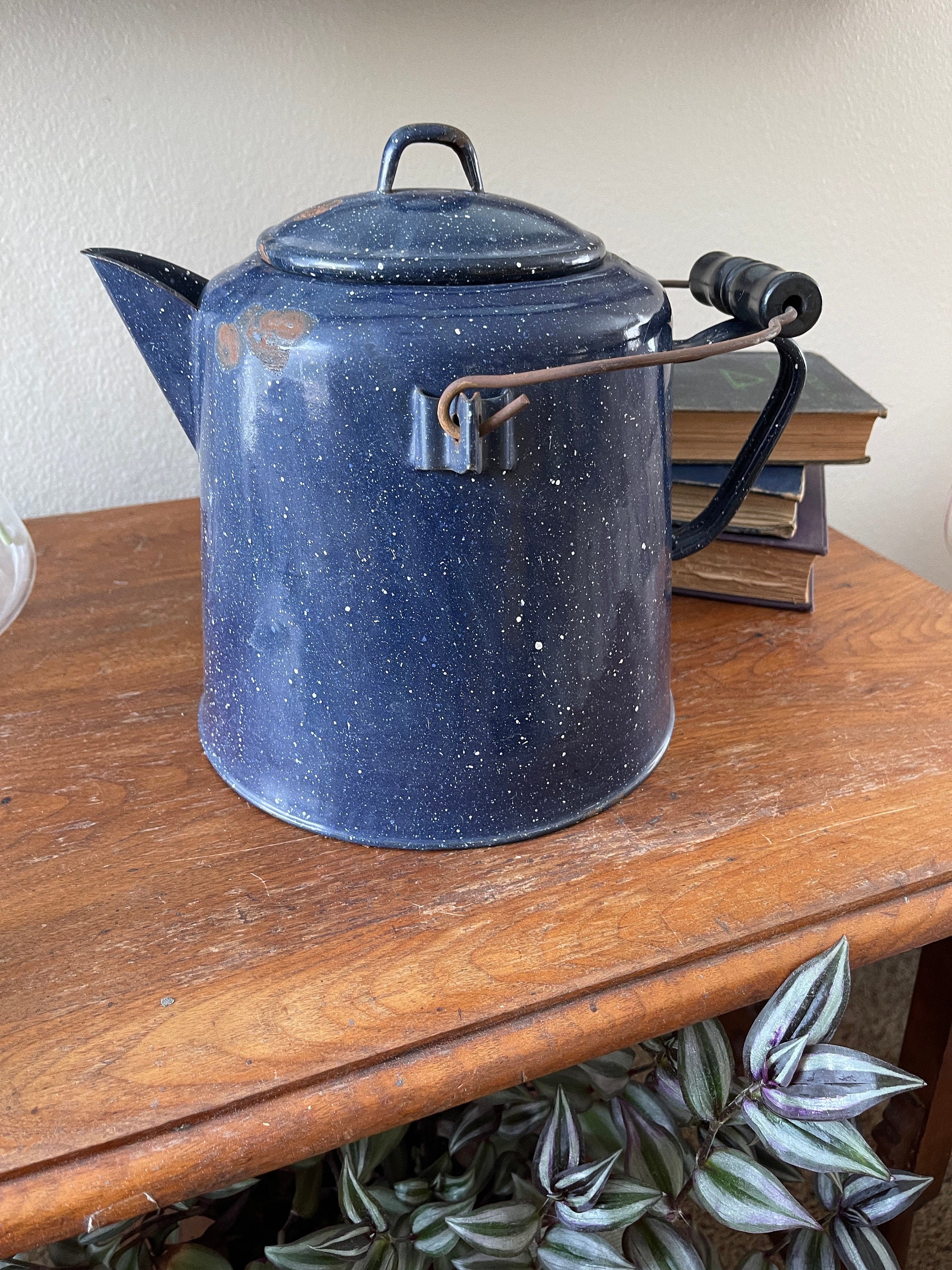 Vintage Enamel Graniteware Coffee Pot Kitchen Decor Primitive Camping Decor Primitive Etsy