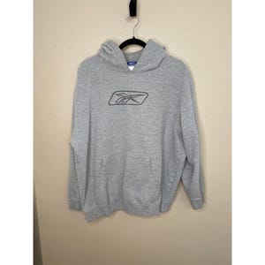 Vintage Reebok Grey Mens Pullover Logo Hoodie, Reebok, vintage reebok, vintage hoodie, mens hoodie, reebok hoodie, mens clothes, hoodie