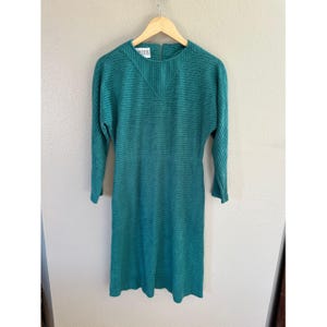 Vestido feminino LF Petite Vestido verde, vestido vintage, leslie fay, LF Petite, vestido de manga comprida, vestido anos 80, vintage feminino