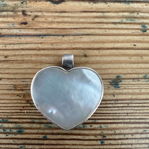 Sterling Silver Mother of Pearl Heart Pendant, sterling silver pendant, mother of pearl pendant, heart pendant, pendant, heart charm
