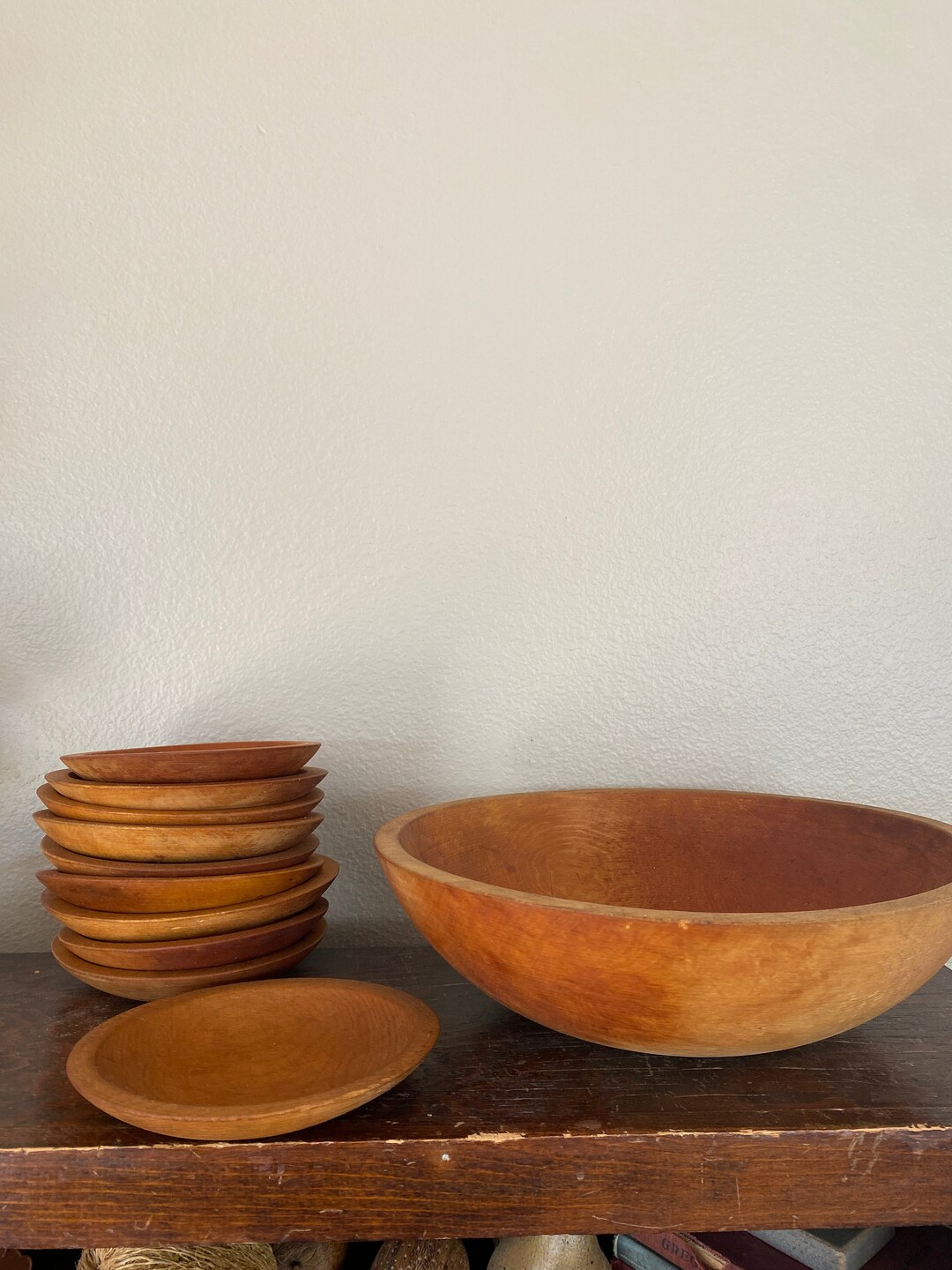 Vintage Munising Wood Salad Bowl Set, Munising Wood Bowl, Munising Set