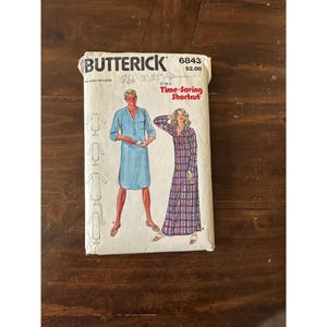1970&#39;s Butterick 6843 Unisex Nightshirt Sewing Pattern, Vintage Butterick, Butterick Pattern, vintage pattern, nightgown patter, Cut pattern