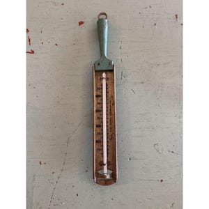 Vintage Taylor Deep Frying Thermometer Metal & Teal Wood Handle for Cooking