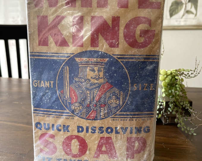 Vintage 1930s White King Soap Advertising Box Unopened, Laundry, Home