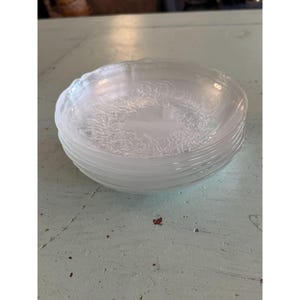 Set Of 6 Vintage Arcoroc France Fleur Clear Glass Salad Plates Floral Design