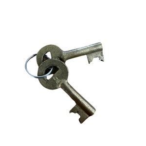 Pair of Antique Brass Railroad keys, Brass railroad keys, set of railroad keys, antique railroad keys, railroad keys, railroad collectible
