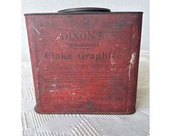 Lata vermelha vintage de grafite em flocos Ticonderoga da Dixons, Joseph Dixon Crucible Co.