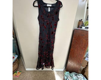 Vintage Evan Picone Womens Black Red Dress, Vintage Evan Picone, evan picone, vintage dress, long dress, prom dress, wedding dress, 1990s