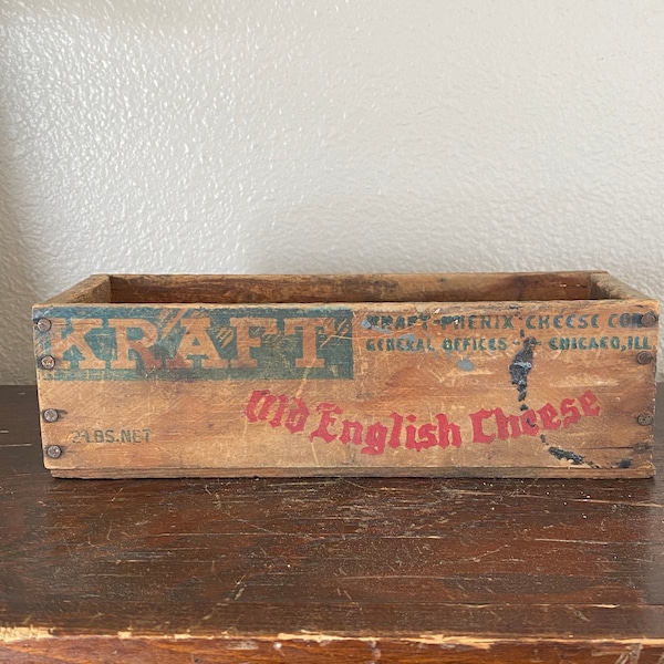 Antique Kraft wooden cheese box, Kraft Cheese, Kraft cheese box, cheese box, wood cheese box, Kraft Cheese, Kraft wood box, advertising