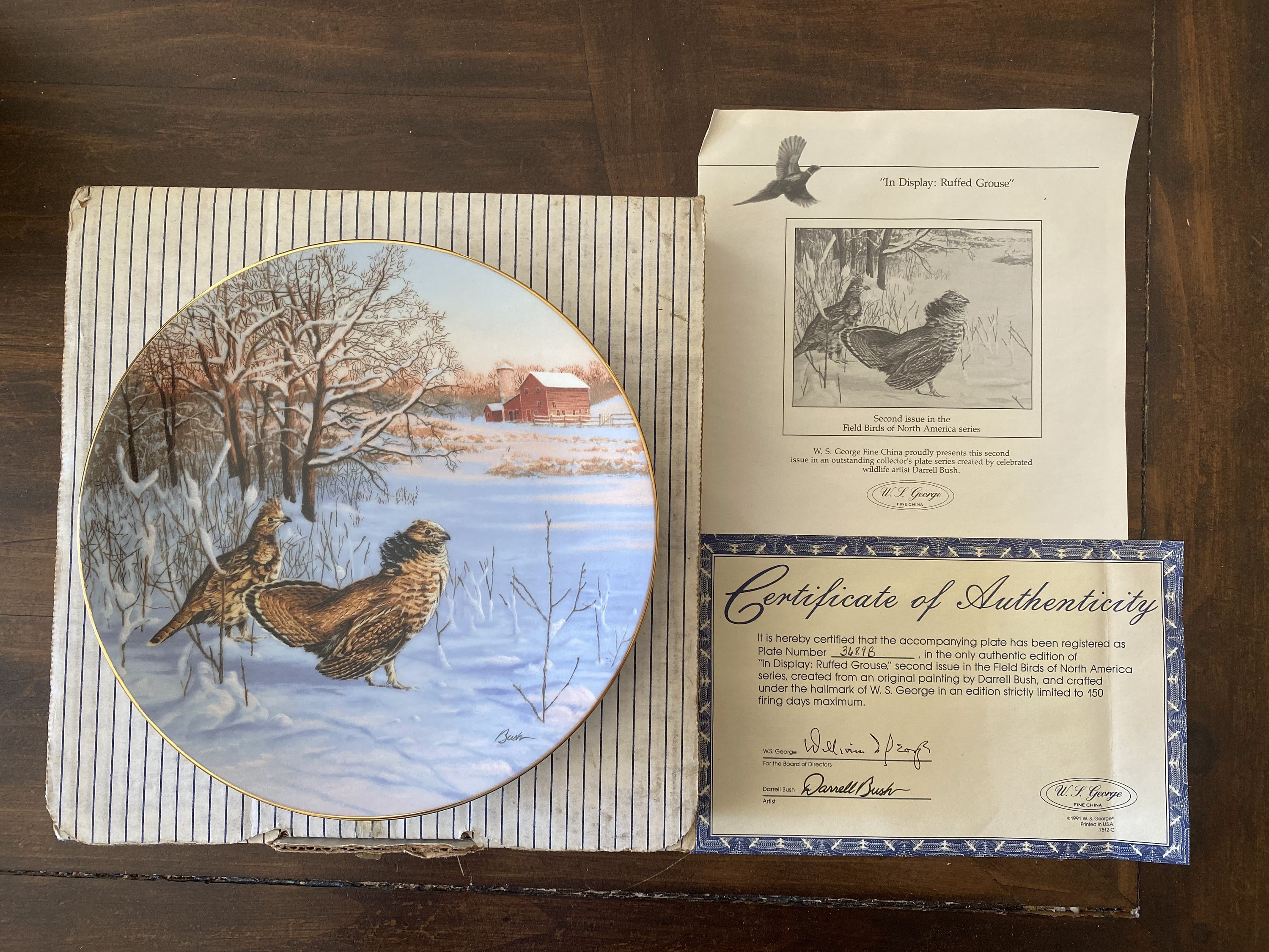 1991 W George China Morning Light: Bobwhite Quail Collector's Plate by Darrell Bush collector plate plate collection collection S