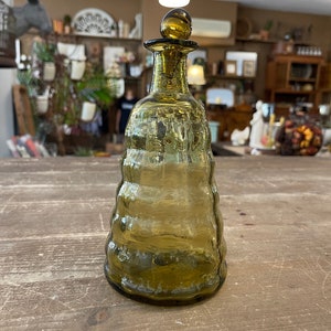 Antique Green Glass Beehive Decanter, antique decanter, green glass decanter, antique green glass, green glass, antique beehive decanter