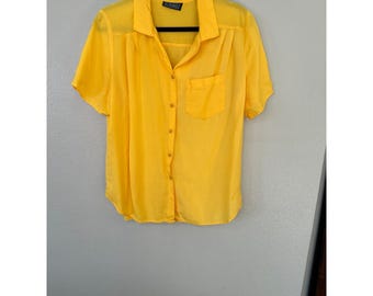 Vintage Tonary Womens Yellow Blouse, vintage tonary, tonary, vintage womens, vintage blouse, button up, womens blouse, 1990s, 1980s