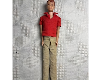 Ken Barbies Boyfriend in Red Polo Tan Corduroy Vintage Doll by Mattel 1960 Japan