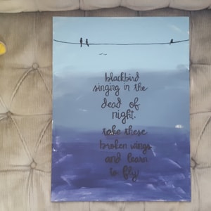 Beatles Lyrics Digital Download- Blackbird Print- Blackbird Singing In The Dead Of Night- Printable- Digital Download- Wall Art