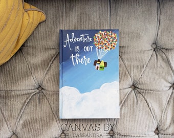 Adventure Is Out There Hand Painted Journal- 5.6x8.3" Kraft Journal- Blank Journal- Blank Sketchbook- Disney Inspired- Hard Cover Journal