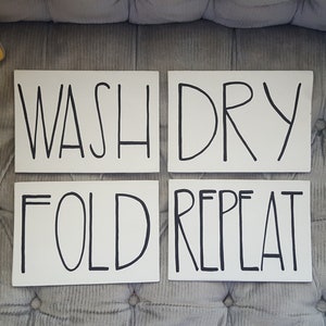Wash Dry Fold Repeat- Laundry Room Signs- Canvas Art- Set of 4 - Etsy