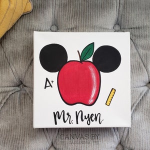 Personalized Mickey The Teacher Block- Disney Accent Decor- Teacher Gift- Teacher Decor- Classroom Decor- Disney Inspired- Home Decor