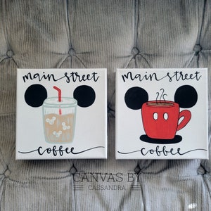 Main Street Coffee- Iced Mickey Coffee- Hot Mickey Coffee- Disneyland Inspired Decor- Disney Inspired Decor- Coffee Sign- Coffee Cart Decor