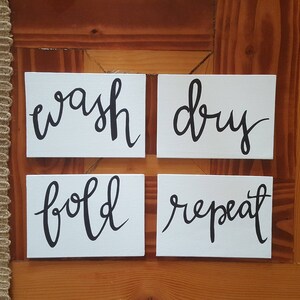 Wash Dry Fold Repeat- Laundry Room Signs- Canvas Art- Set of 4 - Etsy