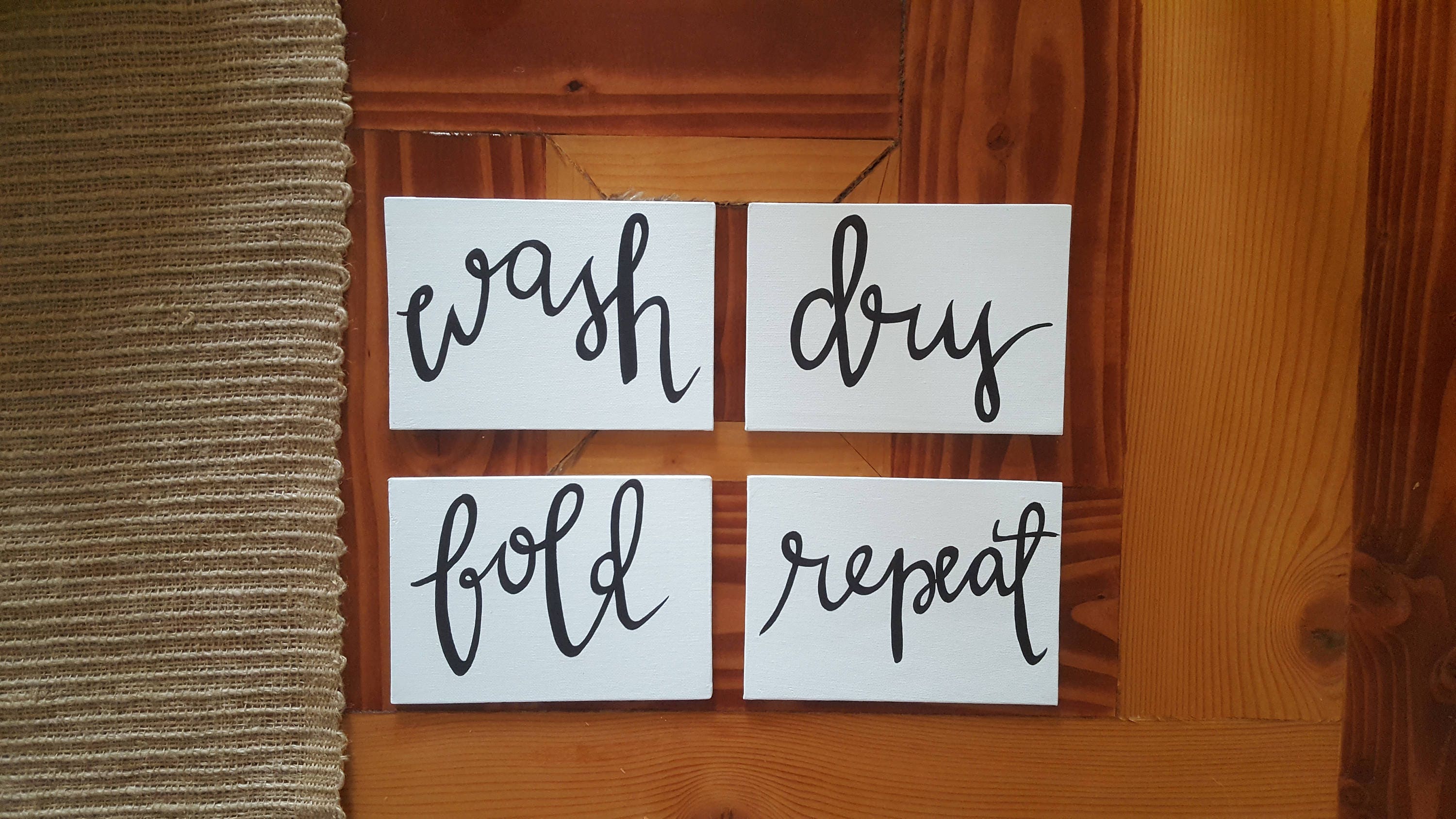 Wash Dry Fold Repeat- Laundry Room Signs- Canvas Art- Set of 4 - Etsy