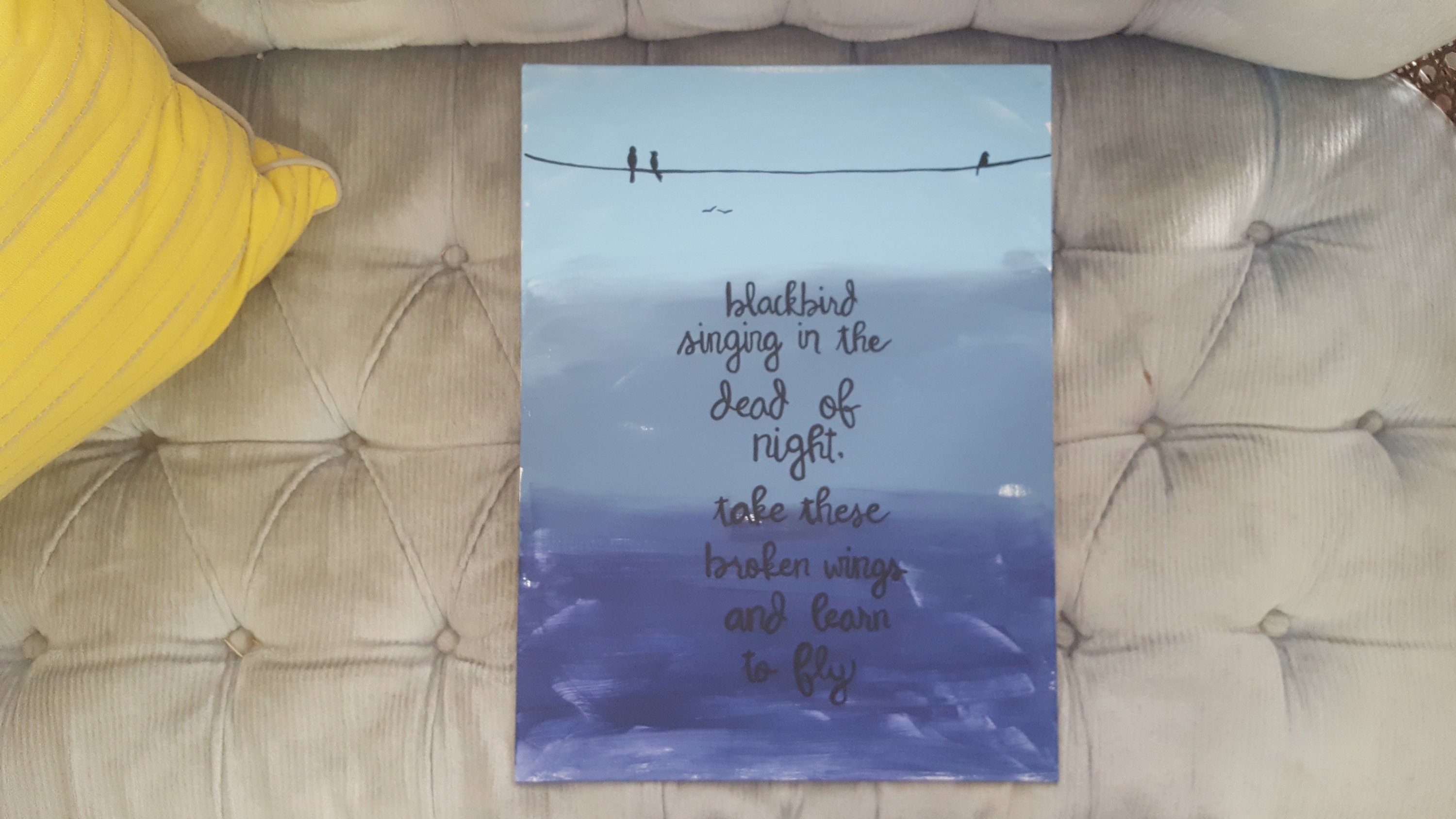 Beatles Lyrics Sign- Blackbird Sign- Blackbird Singing In The Dead Of Night- Canvas Art- Wall Art