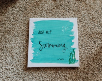 Just Keep Swimming Sign- Ocean Sign- Ocean Decor- Swimming Decor- Swimming Sign- Dory Inspired Sign- Wall Art