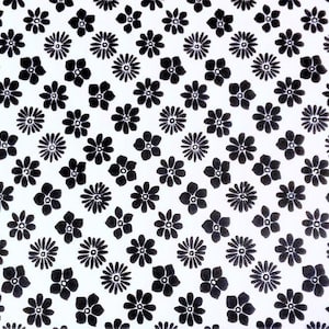 Tissu de courtepointe, Tissu à fleurs, Tissu pour vêtements, Tissu noir/blanc, Fournitures de bricolage/artisanat, Matériel de couture, 1 mètre/demi mètre/un quart de gras