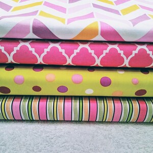 Quiltstof, 4pc Fat Quarters, Mask Fabric, Fat Quarter Bundel, Strepen/Dots/Quartrefoil, Craft Supplies, Diy/Naaimateriaal, Katoen