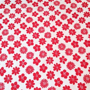 Tela de acolchado, Tela de flores, Tela de ropa, Tela roja / blanca, Material de bricolaje, Suministros de artesanía, Material de costura, Tela cortada a medida / Medio patio