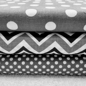 Quilting Fabric, 3pc Fat Quarters, Mask Fabric, Fat Quarter Bundle, Chevron/Polka Dots, Craft Supplies, Diy/Sewing Material, Cotton Fabric