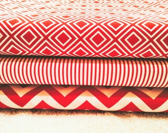 Quilting Fabric, 3pc Fat Quarters, Mask Fabric, Fat Quarter Bundle, Chevron/Stripe/Geometric, Craft Supplies, Diy/Sewing Material, Cotton