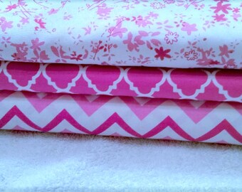 Quilting Fabric, 3pc Fat Quarters, Mask Fabric, Fat Quarter Bundle, Chevron/Floral/Quartrefoil, Craft Supplies, Diy/Sewing Material, Cotton