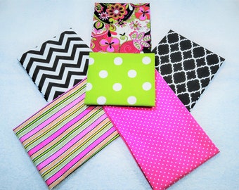 Quilting Fabric, 6pc Fat Quarters, Mask Fabric, Fat Quarter Bundle, Floral/Chevron/Dots, Craft Supplies, Diy/SewingMaterial, Cotton Fabric